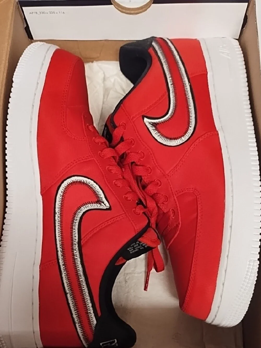 Nike Air Force 1 Low Reverse Stitch| Size 10| University Red, Black, White